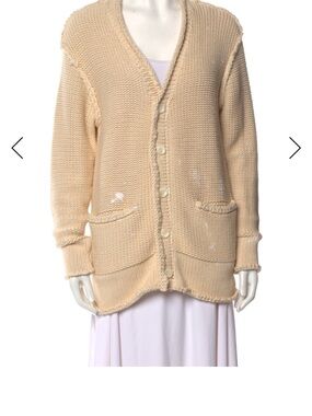 R13 Cream Chunky Knit Button-Up Cardigan